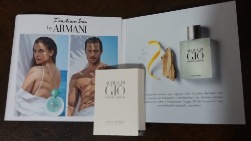 muestras gratis recibidas Julio perfume Giorgio Armani