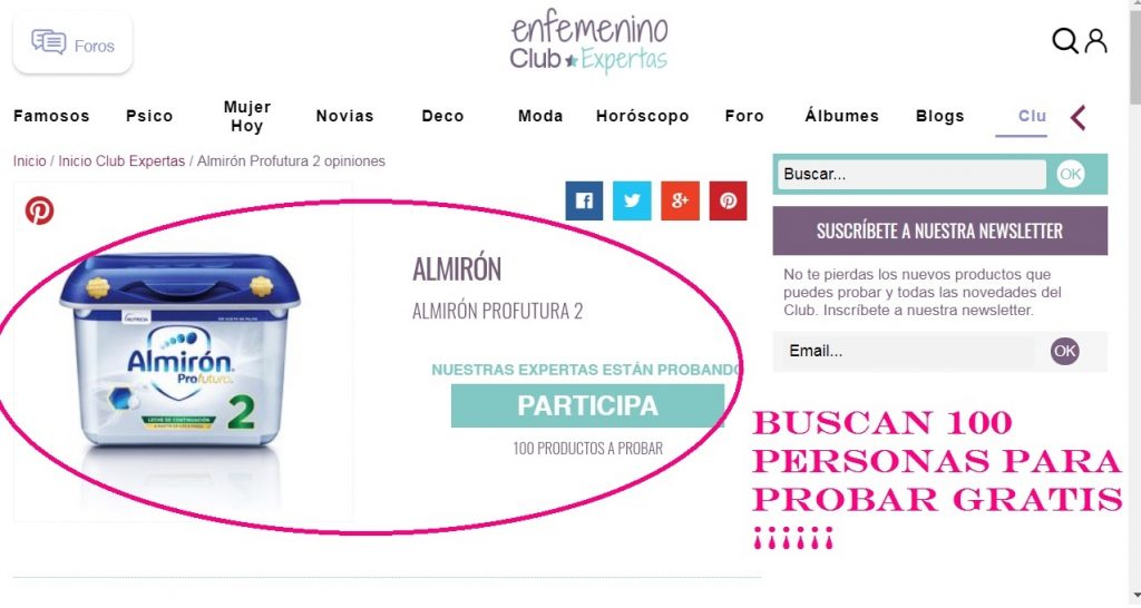 probar gratis Almirón Profutura 2