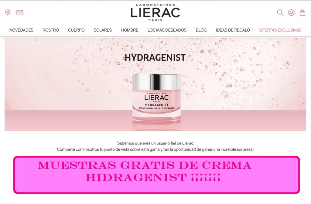 muestras gratis de crema Hidragenist