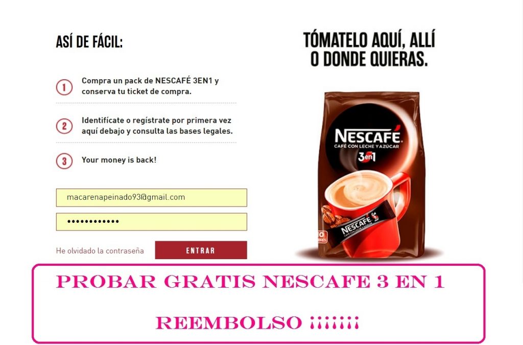 probar gratis café nescafé 3 en 1