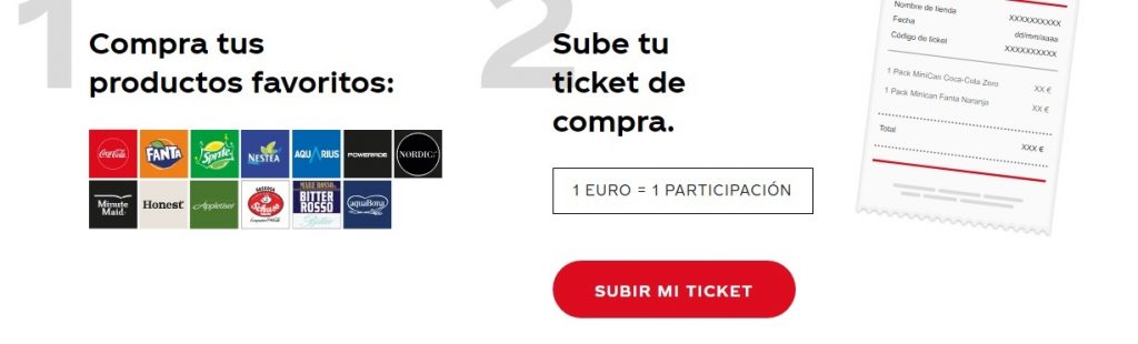 productos que participan en la Ruleta de Premios Coca Cola