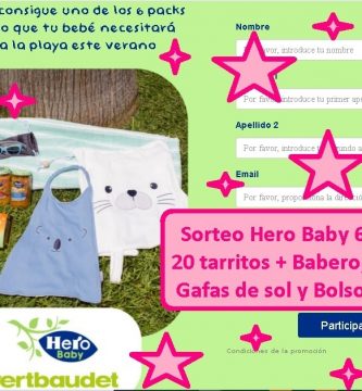 sorteo Hero baby de 6 lotes de 20 tarritos + Babero, gafas, toalla y bolso bebés