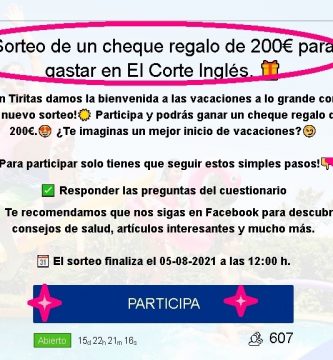 sorteo tiritas cheque 200 euros para El Corte Inglés