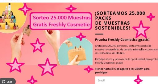 sorteo freshly cosmetics de 25.000 muestras gratis