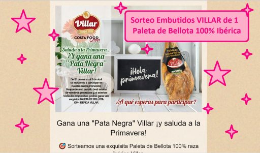 Sorteo Villar de una Paleta de Bellota 100% raza Ibérica GRATIS