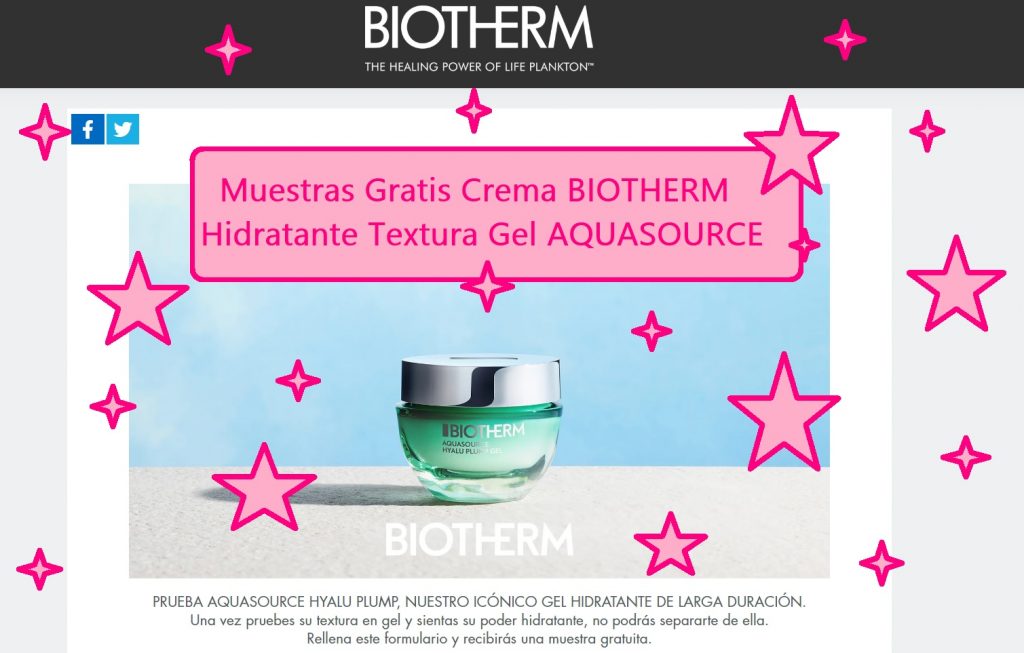 Muestras Gratis Crema BIOTHERM Hidratante Textura Gel AQUASOURCE