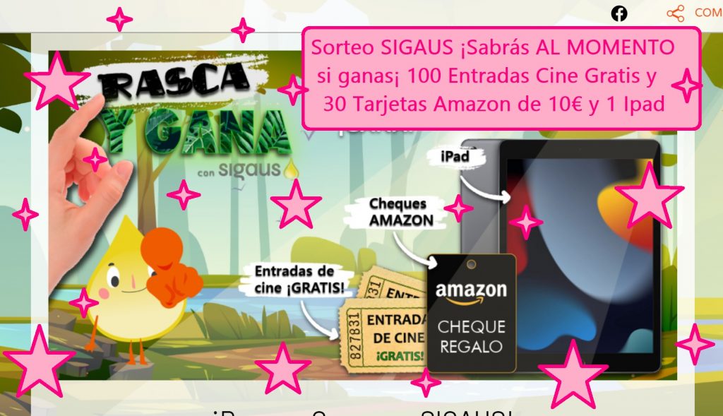 sorteo SIGAUS entradas cine gratis, cheques amazon gratis y ipad
