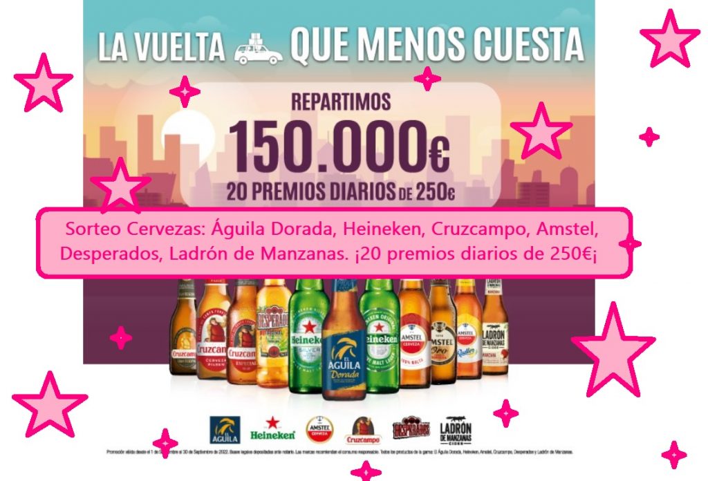 sorteo heineken de 20 premios diarios de 250 euros cada día