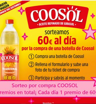 sorteo por compra coosol de 1 premio cada día de 60 euros