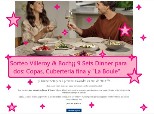 Sorteo Villeroy & Boch de 9 premios valorados en 300 euros, copas, cuberteria y centro de mesa La Boule