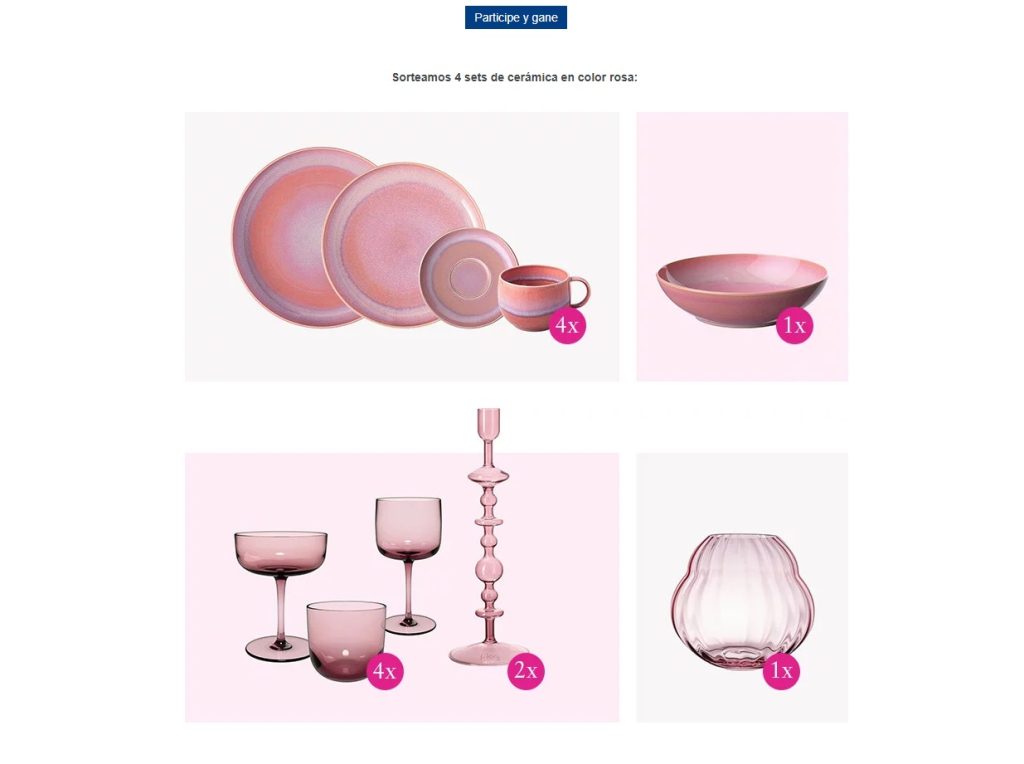 Premios Vajilla "Pretty in Pink". &iexcl;4 ganadores se llevar&aacute;n esta vajilla a casa!