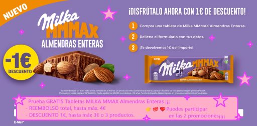 Probar gratis Tabletas Chocolate MILKA MMMAX. Descuento de 1€