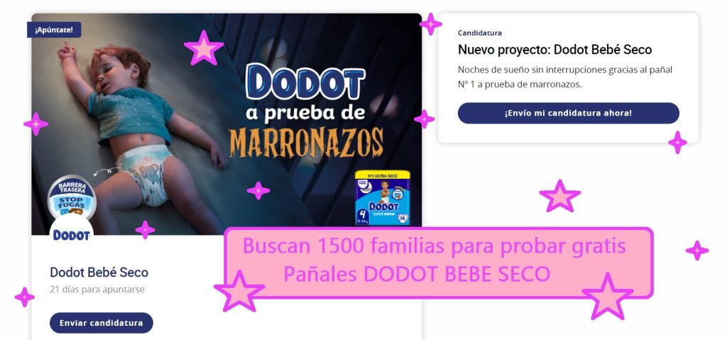 probar gratis pañales dodot bebe seco gracias a trnd