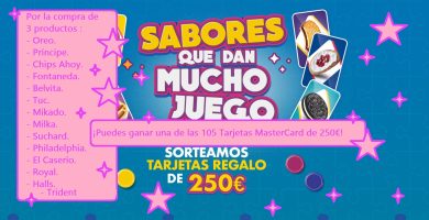 sorteo grupo mondelez 105 premios por valor de 250 euros. Por la compra de 3 productos de estas marcas Oreo, Milka, Chips Ahoy, Philadelphia y mas marcas