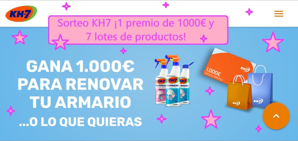 sorteo kh7 de 1 premio de 1000&euro; y 7 lotes de productos.