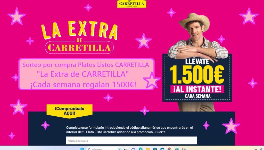 sorteo por compra carretilla. Cada semana regalan 1500 euros en La Extra de Carretilla