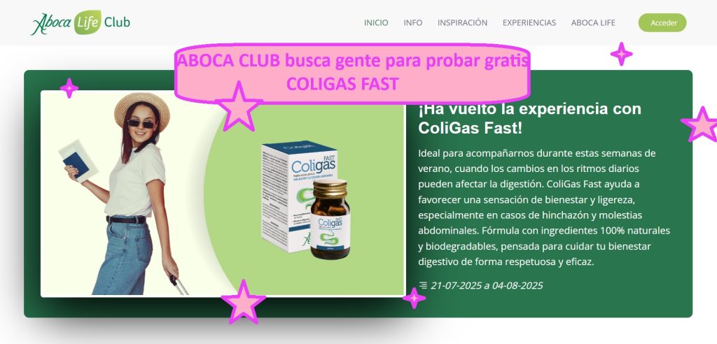 ABOCA CLUB busca gente para probar gratis COLIGAS FAST