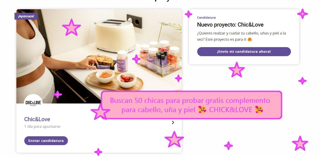 Buscan 50 chicas para probar gratis complemento para cuidar cabello, uñas y piel chick&love