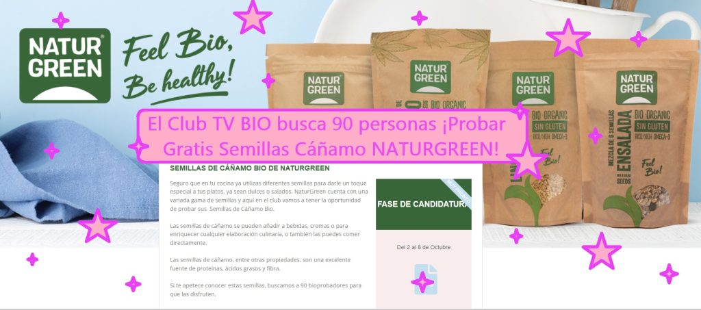 Buscan 90 desde el Club TV BIO para probar gratis Semillas de Cáñamo NATURGREEN