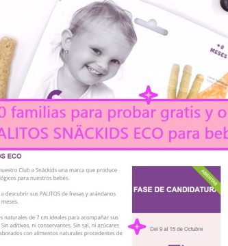 Club TV BIO busca 30 familias para probar gratis y opinar sobre PALITOS SNACKIDS ECO para bebés
