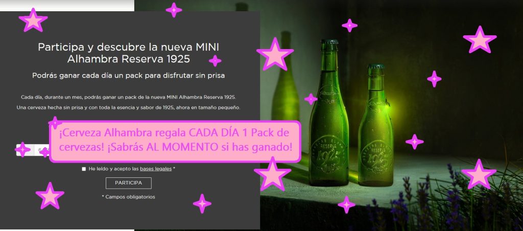 ¡Cerveza Alhambra regala CADA DÍA 1 Pack de cerveza Alhambra Mini Reserva 1925!