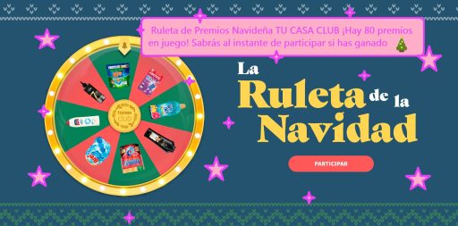 ruleta de premios navideña de TU CASA CLUB