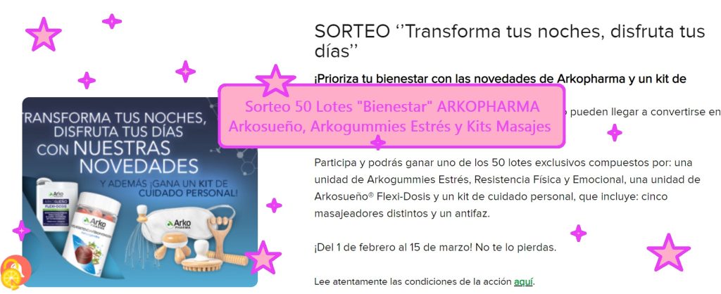 Sorteo 50 Lotes Bienestar ARKOPHARMA