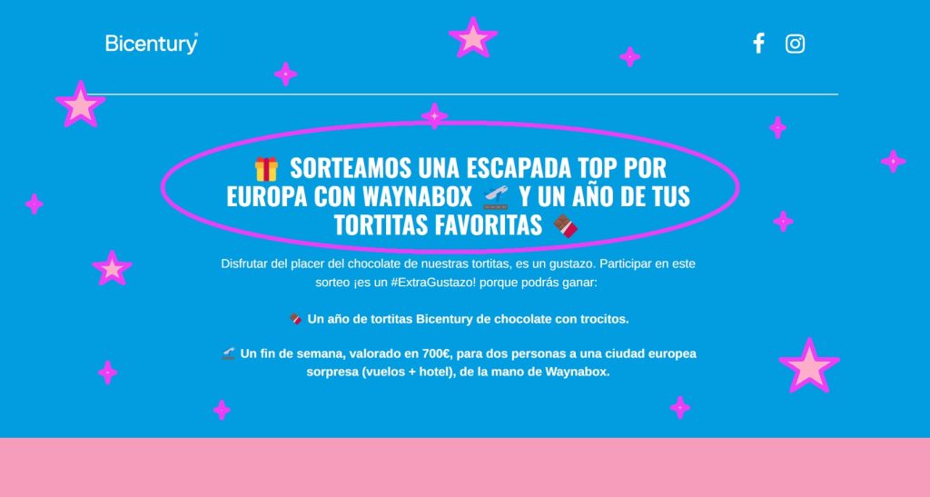 sorteo bicentury de 1 escapada por europa y lote de productos para un a&ntilde;o gratis