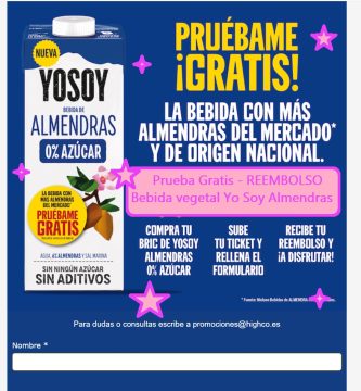 Prueba Gratis - REEMBOLSO Bebida vegetal Yo Soy Almendras
