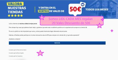 Sorteo LIDL CADA MES regalan 20 Vales Descuento de 50€