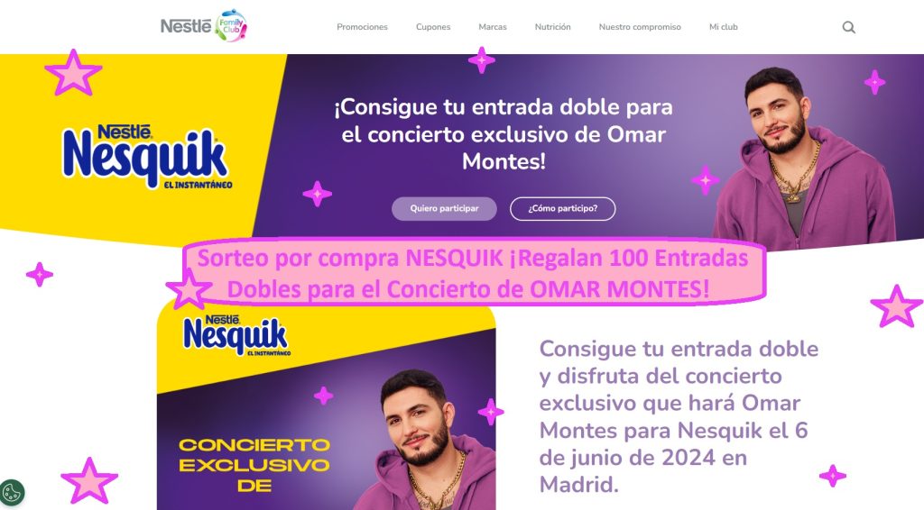 Sorteo por compra NESQUIK ¡Regalan 100 Entradas Dobles para el Concierto de OMAR MONTES!