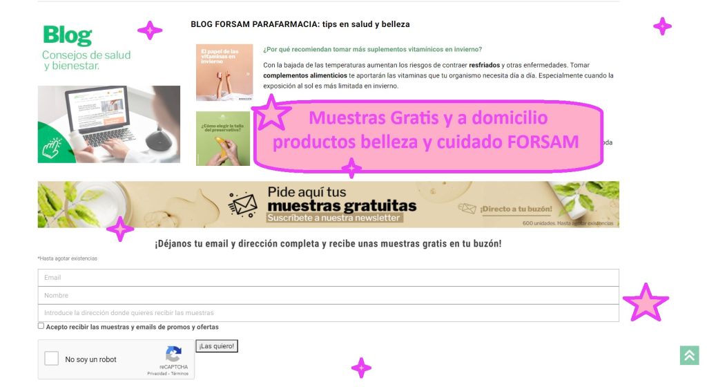 Muestras Gratis y a domicilio productos belleza y cuidado FORSAM