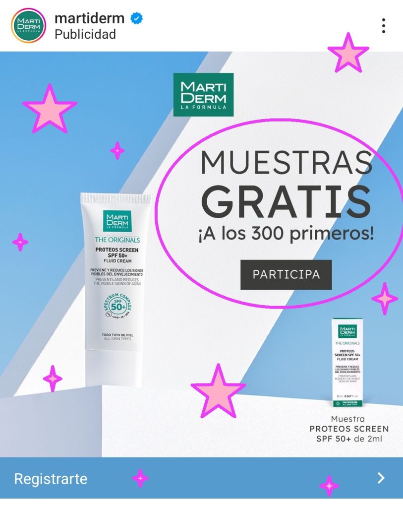 Muestras gratis martiderm crema proteos