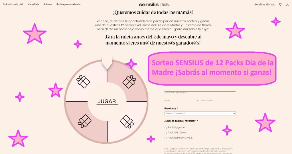 Sorteo SENSILIS de 12 Packs Día de la Madre ¡Sabrás al momento si ganas!