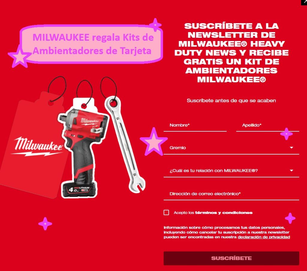 MILWAUKEE regala Kits de Ambientadores de Tarjeta