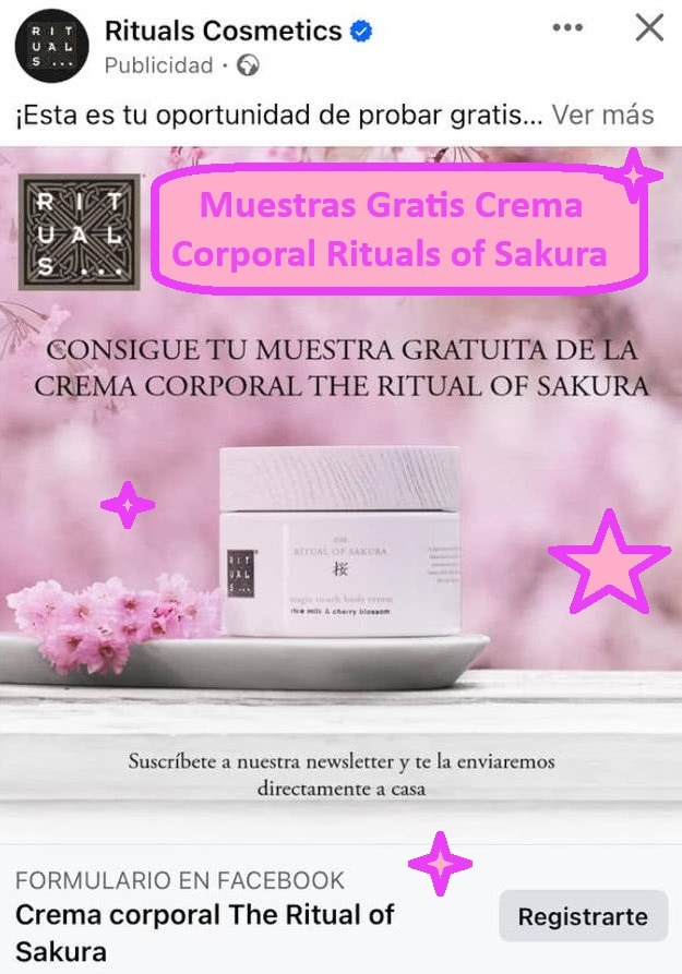 Muestras Gratis Crema Corporal Rituals of Sakura