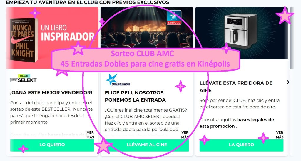 Sorteo CLUB AMC de 45 Entradas Dobles para cine gratis en Kinépolis