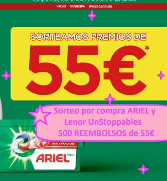 Sorteo por compra ARIEL y Lenor UnStoppables de 500 REEMBOLSOS de 55€