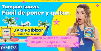 Sorteo por compra TAMPAX ¡Regalan 7 viajes a IBIZA valorados en 1.500€!