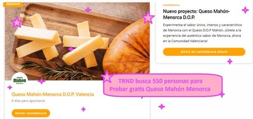 TRND busca 550 personas para probar gratis queso mahón menorca