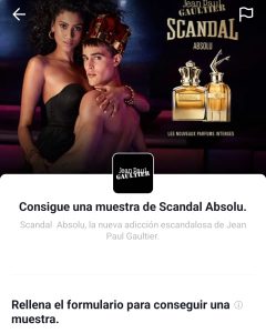 Formulario para pedir Muestras Gratis Perfume Jean Paul Gaultier.