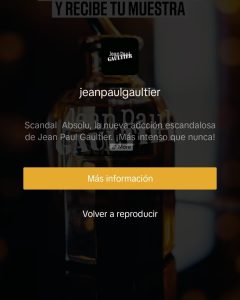 CUADRO NARANJA. Pedir Muestras Gratis Jean Paul Gaultier nuevo perfume para ellas Scandal Absolu.