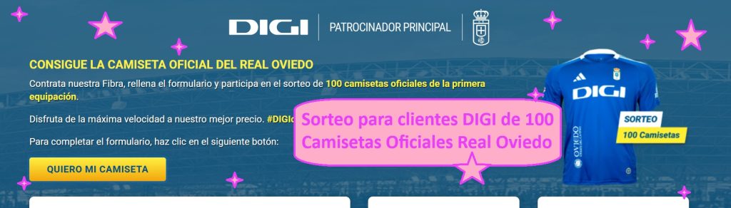 Sorteo para clientes DIGI de 100 camisetas oficiale oviedo