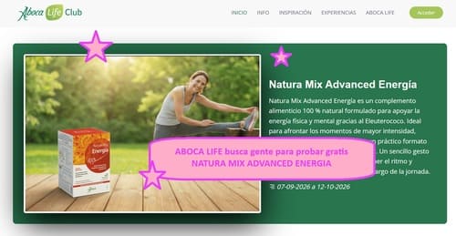 ABOCA LIFE busca gente para probar gratis NATURA MIX ADVANCED ENERGIA