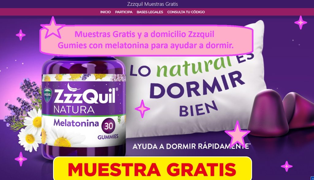 Muestras Gratis y a domicilio Zzzquil gummies con melatonina para ayudar a dormir
