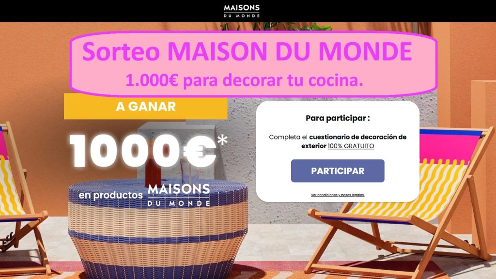 Sorteo MAISON DU MONDE de 1.000 € para decorar tu cocina
