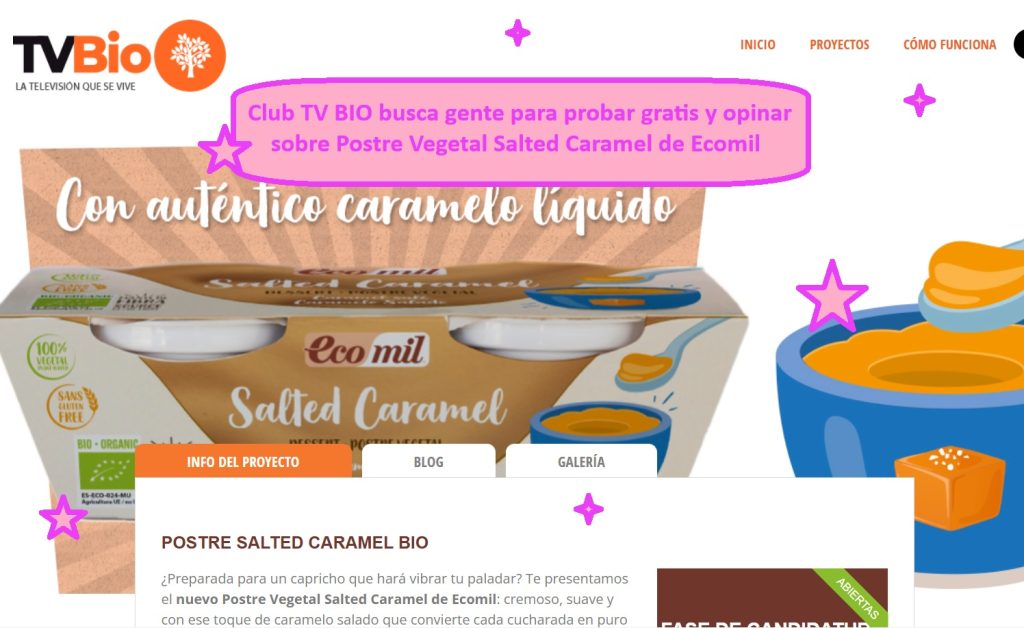 Club TV BIO probar gratis postre vegetal salted caramel