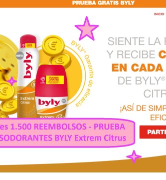 Disponibles 1.500 REEMBOLSOS - PRUEBA GRATIS DESODORANTES BYLY Extrem Citrus