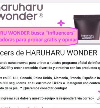 HARUHARU WONDER busca influencers y colaboradoras para probar gratis y opinar