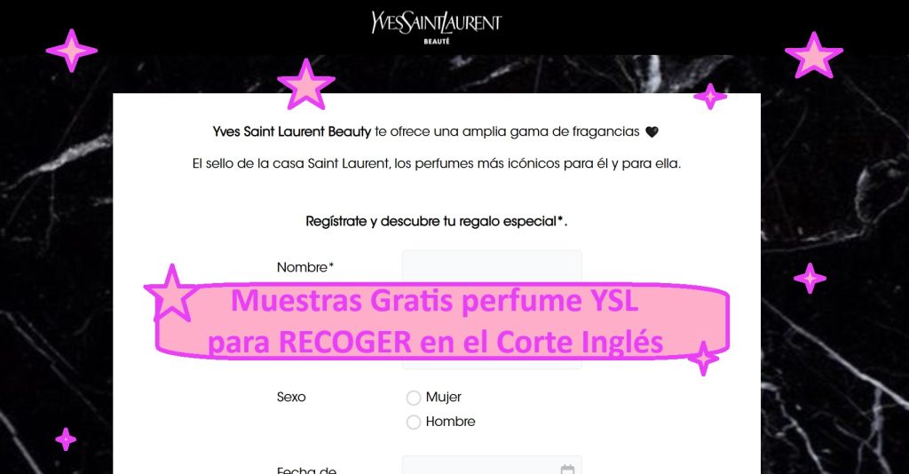 Muestras Gratis perfume YSL para RECOGER en el Corte Inglés